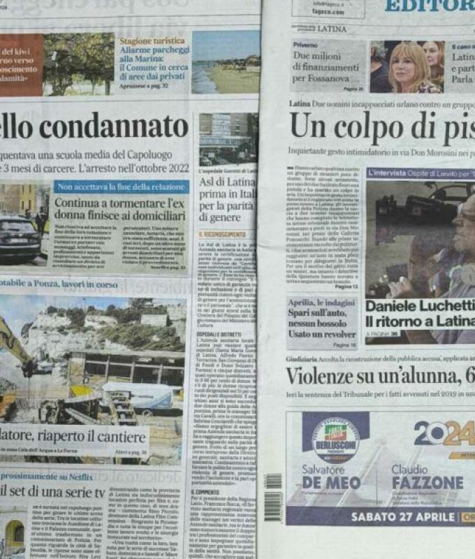 Latina newspapers in one click – 27 April 2023 – Luna Notizie – Latina News