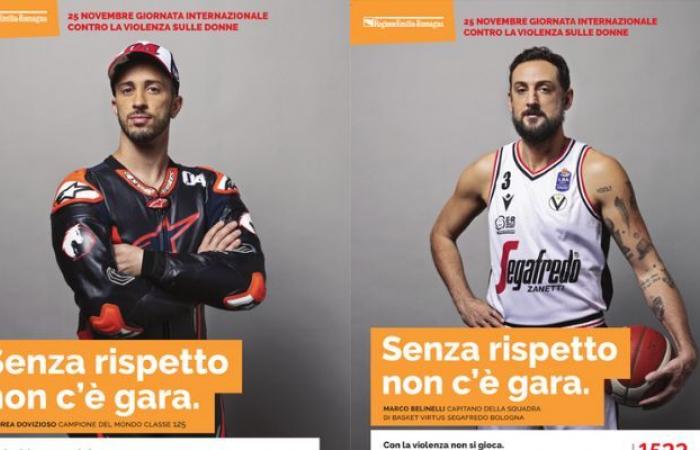 Belinelli and Dovizioso testimonial of the fight against gender-based violence for the Emilia Romagna Region