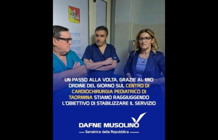 “I am pleased to learn that after my agenda, yesterday the President of the Sicily Region met with Minister Schillaci to whom he officially asked for an exemption from the parameters of the Balduzzi decree regarding the Pediatric Cardiac Surgery Center of Taormina”
