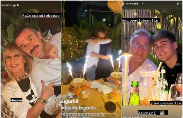 the photos of the party with his son Davide and his ex Sonia Bruganelli