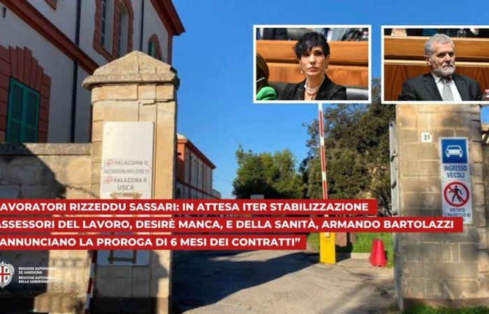 Autonomous Region of Sardinia – Rizzeddu Sassari workers: waiting for the stabilization process, councilors for Labour, Desire’ Manca, and for Health, Armando Bartolazzi, announce the 6-month extension of the contracts