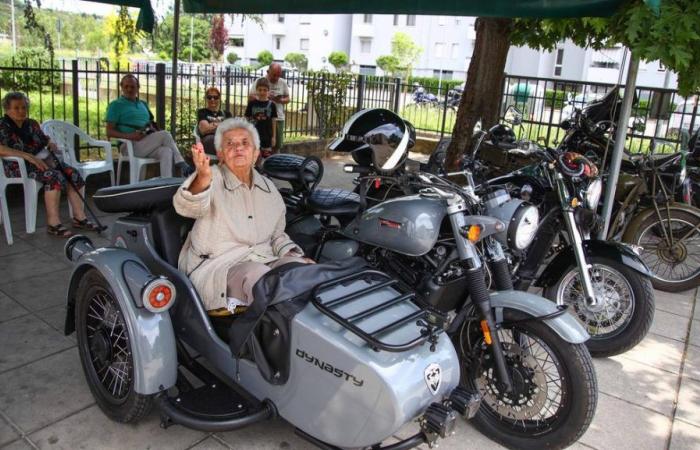 the gift for the 102nd birthday? A sidecar ride