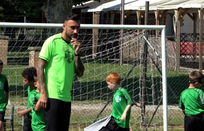 Over 60 children at the Tressa Summer Camp. Testimonial is Siena Calcio captain Tommaso Bianchi