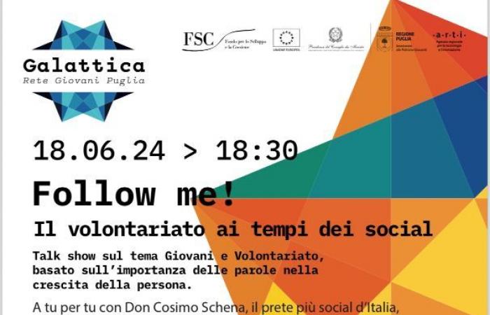 Galattica presents “Follow me! Volunteering in the time of social media”, a talk with Don Cosimo Schena in Brindisi | newⓈpam.it