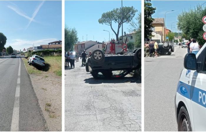 goes off the road in Metaurillia, the car overturns in via Brigata Messina (and causes damage to a house)