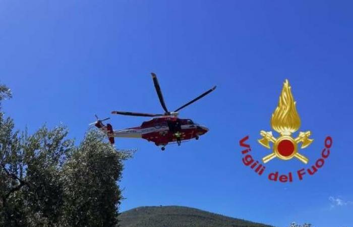 Cyclist saved by fire brigade helicopter