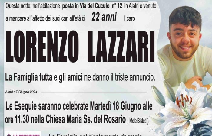 Lorenzo Lazzari’s death: Ciociaria prepares for a long night of pain. “Signals” and “messages” from the 22-year-old in a video from 4 days ago – Tu News 24