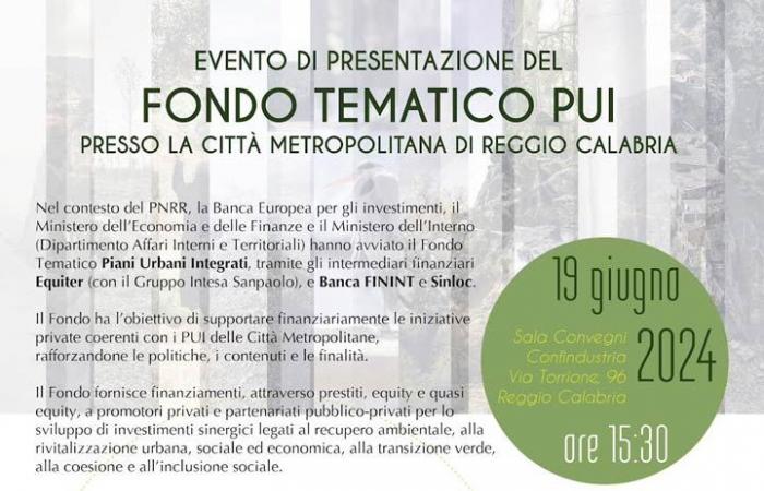 REGGIO – The Integrated Urban Plan Thematic Fund is presented at the Confindustria headquarters