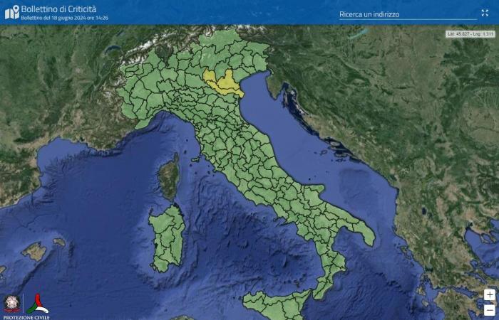 Bad weather, yellow weather alert in Veneto due to hydraulic risk on Wednesday 19 June