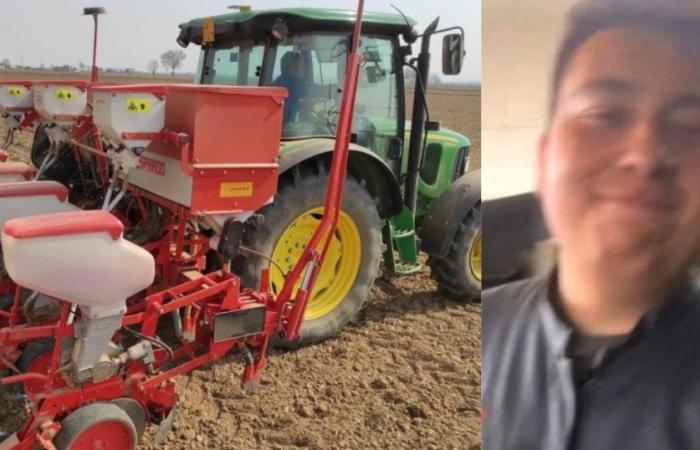 Accident at work, 18 year old dies crushed by a seeder