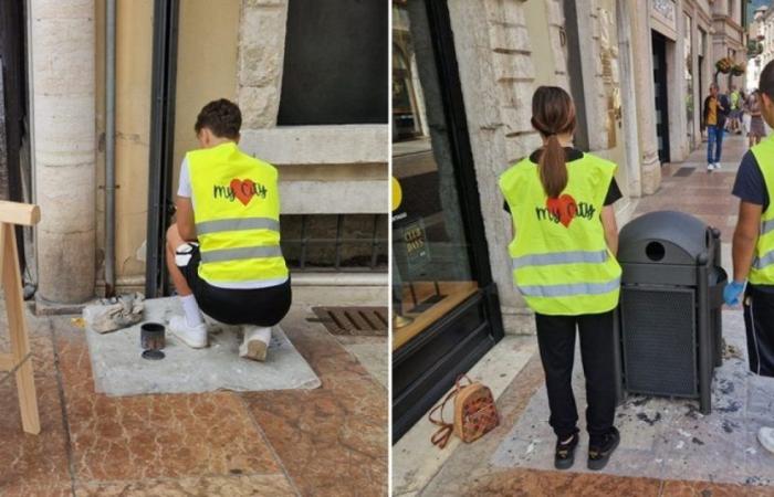 Young people at work in Trento to repaint bins and planters in the centre: from cleaning the city to activities with the elderly, here is ‘Summer Teen’