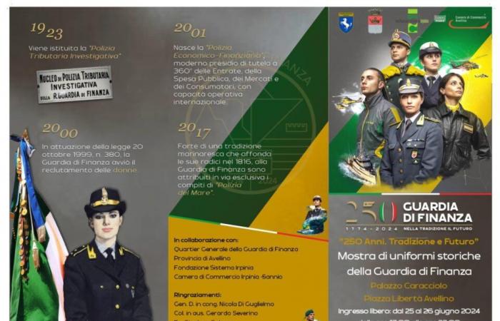GDF AVELLINO: EXHIBITION “250 YEARS. TRADITION AND FUTURE” FROM 25 TO 26 JUNE AT PALAZZO CARACCIOLO. With the patronage of the Province and City of Avellino, from 5.00 pm on June 25th, at Palazzo Caracciolo in Avellino, headquarters of the Province, the Provincial Command will inaugurate the exhibition “250 Anni