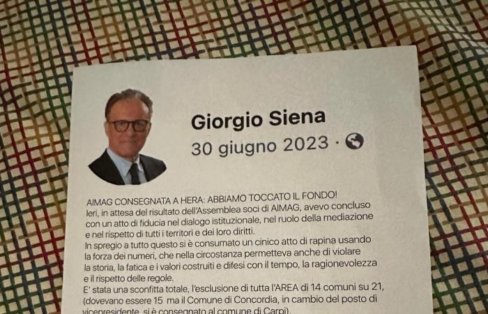 Ballot in Mirandola, flyers from Golinelli with Siena’s declarations after the Aimag case – SulPanaro