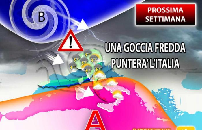 Next week, Goccia Freddo will be walking around Italy, there will be turbulent days; forecasts
