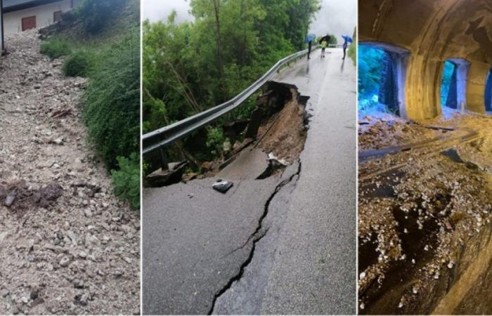 Landslides, gravel and mud flows, sinkholes on the roads (PHOTO), damage from bad weather in Trentino: Valsugana in particular hit, firefighters at work