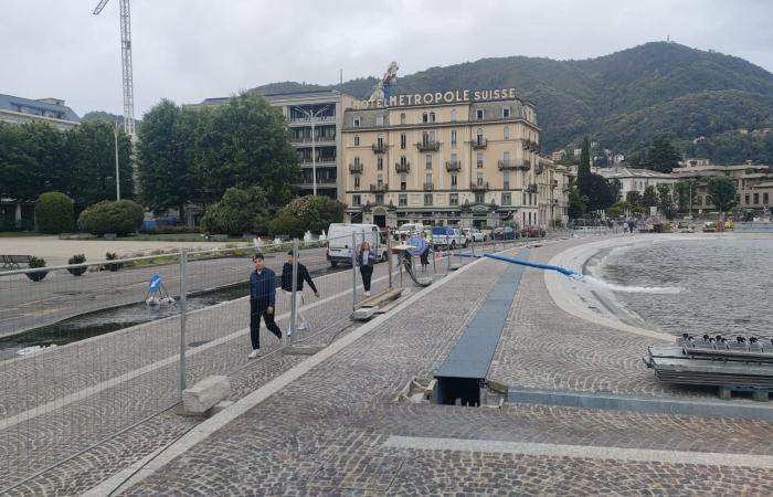 Como, 35 million spent and Lario not flooded and yet the lakefront is still under water. Civil Protection in action