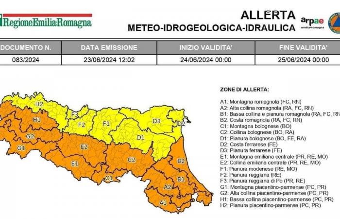 Summer interrupted, orange alert on Monday 24 June for landslides and storms in Emilia-Romagna