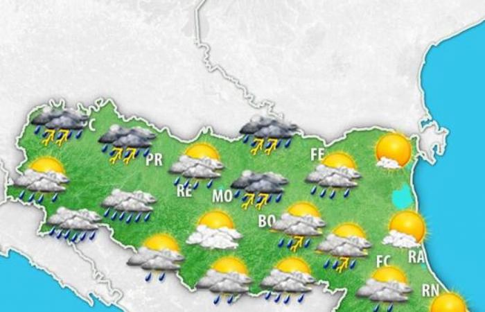 Weather Emilia Romagna. Thunderstorms, hail, downpours and below-average temperatures until Wednesday. Then summer returns « 3B Meteo