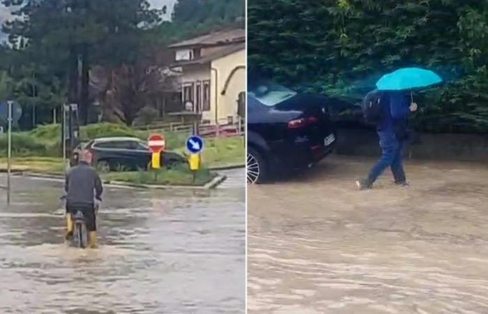 Roads like rivers in San Piero in Bagno: bad weather hits the Romagna Apennines