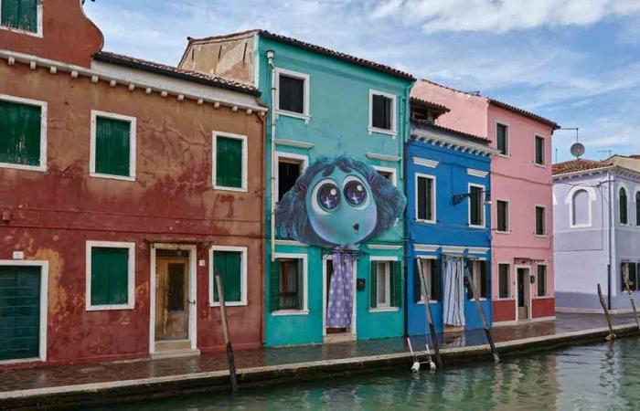 Burano is colored with street art dedicated to the Disney film Inside Out 2
