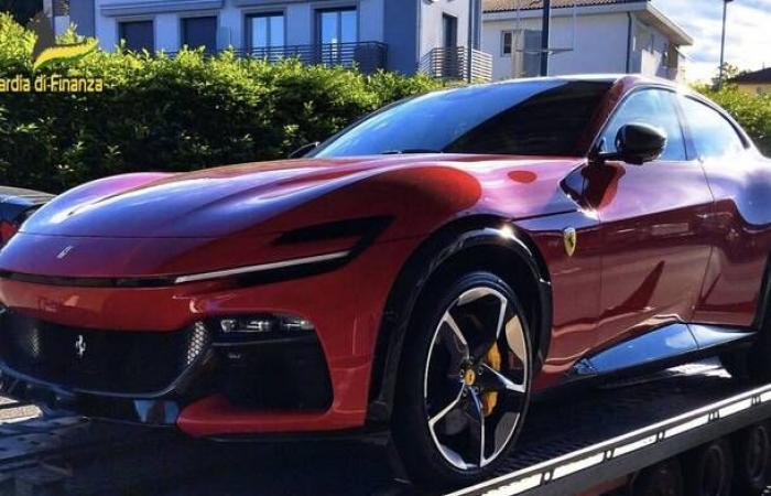 A brand new Ferrari Purosangue seized at Gaggiolo customs for smuggling