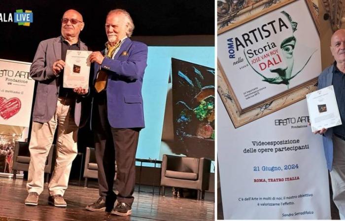 The famous Maestro Josè Van Roy Dalì rewards Giovanni Teresi from Marsala