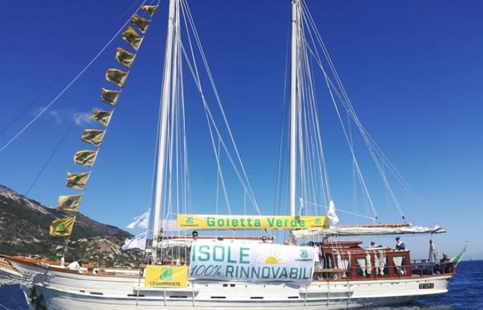The Goletta Verde sailing ship arrives at the port of Livorno