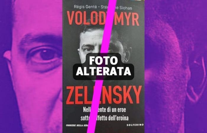 This cover of the book on Zelensky by Solferino and Corriere della Sera has been altered