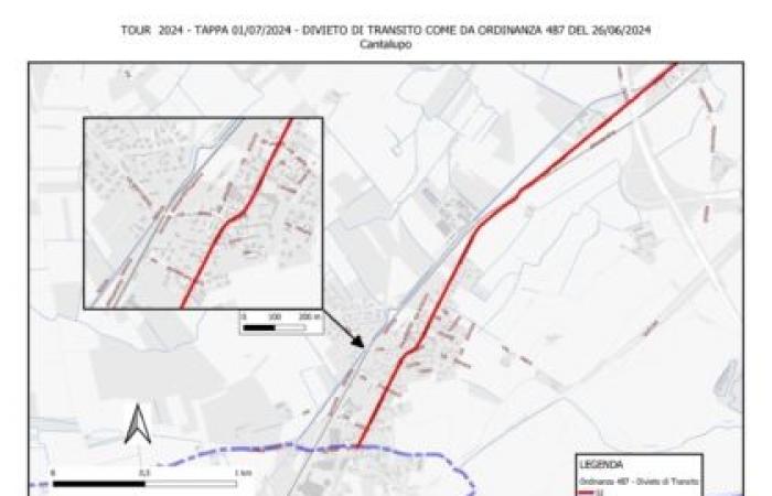 Passage of the Tour de France to Alessandria: route and road provisions