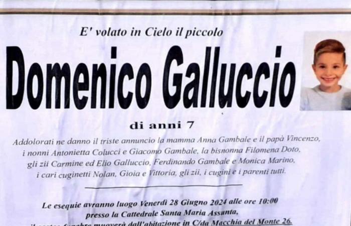 Avellino, dead crushed by an iron table: funeral of little Domenico tomorrow