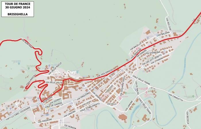 Tour de France. List of roads closed in Faenza, Brisighella and Riolo Terme on Sunday 30 June