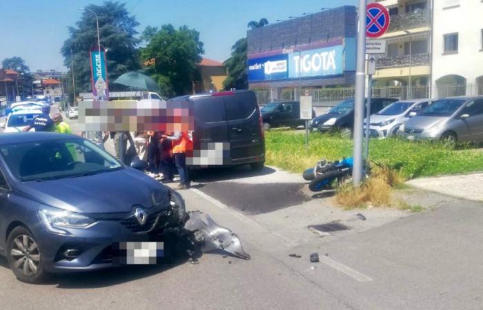 Meda: accident on Via Indipendenza, motorcyclist in hospital