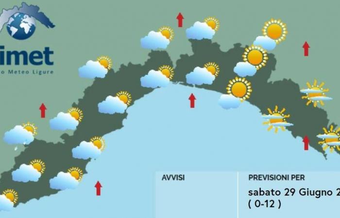 Weather, clear or partly cloudy skies and rising temperatures in Liguria