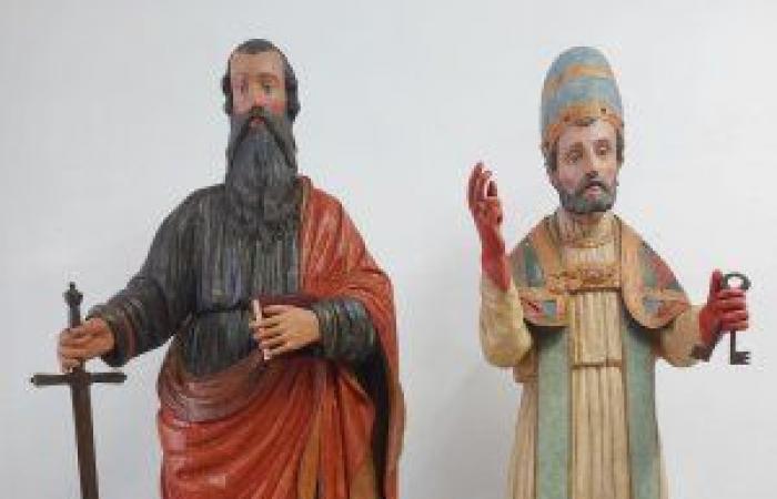 Marsala, the statues of Saints Peter and Paul restored. Video