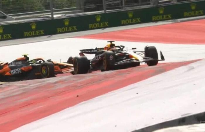 clash between Verstappen and Norris, Ferrari on the podium with Sainz