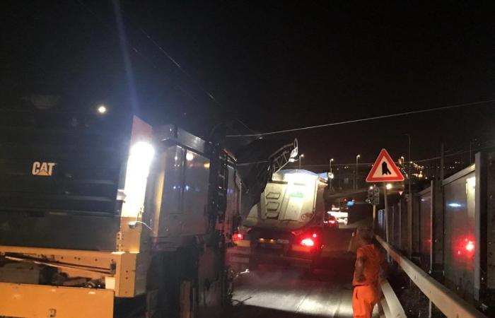 Nighttime renovation works on the Perugia-Bettolle link road