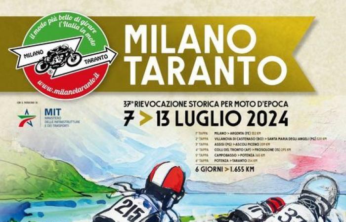 The engines roar to welcome the riders of the “Milan-Taranto”