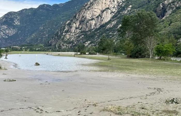 Valle d’Aosta flood: flooded stables and countryside, mountain pastures without water