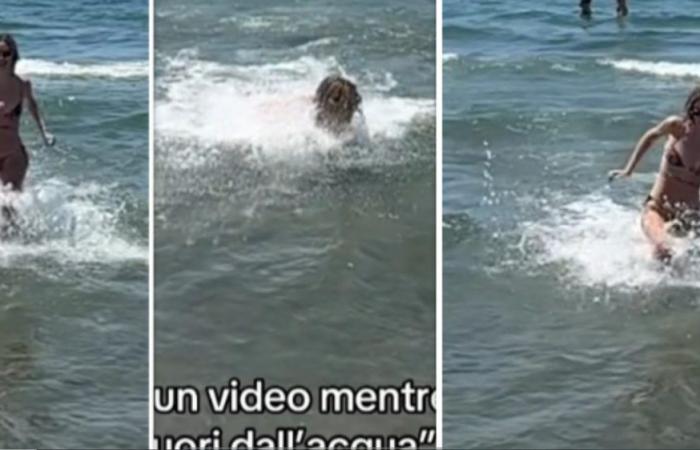 “Take a video of me running out of the water.” What happens next is viral