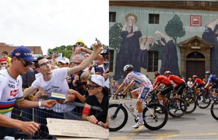 Piacenza and the Tour de France, crowd celebrating the start of the third stage
