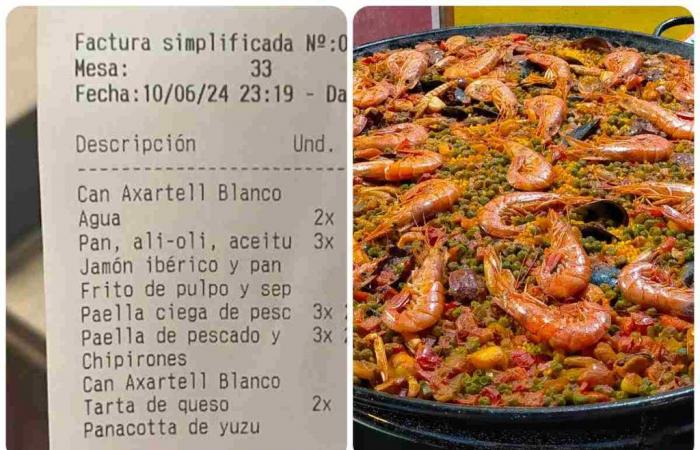 While traveling in Spain, he eats a paella and the receipt leaves him speechless
