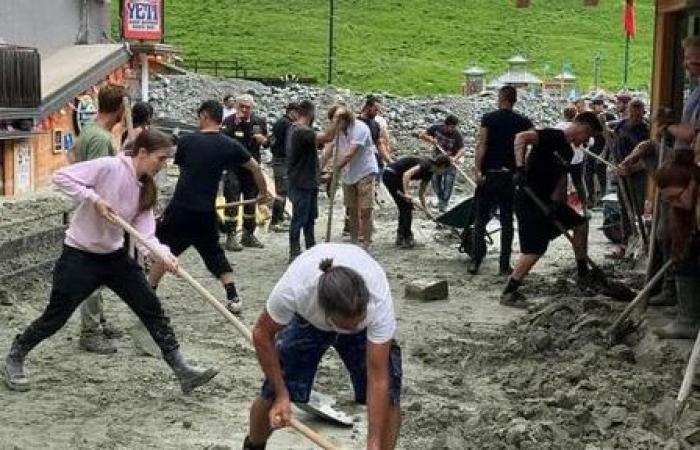 Breuil-Cervinia flood: tourists also working to remove mud and debris