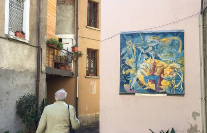 Penasca the painted village of Varese with the terrace on Campo dei Fiori and Monte Rosa