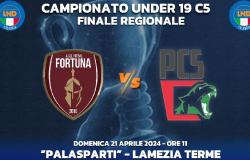The “PalaSparti” of Lamezia Terme venue of the Under 19 C5 regional final between Futsal Fortuna and Polistena C5