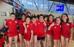 Asti Nuoto Esordienti A at their first test in the Olympic pool