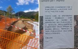 Work at Montale di Marola, a sign appears: “We have understood that you don’t want to make comb parking…”
