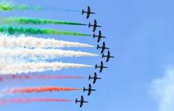 The Frecce Tricolori in Trani, nose in the air for the Air show of the aerobatic team of the Italian Air Force 12 May 2024