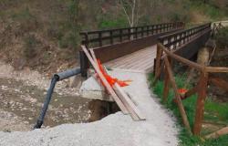 Novafeltria. Dangerous and forbidden bridge but cyclists open the barriers and pass anyway