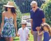 George Clooney and Amal Alamuddin on holiday in Italy, the couple with their children at Villa Oleandra