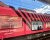 The trophy of the 107th Giro d’Italia arrives by train in Venaria